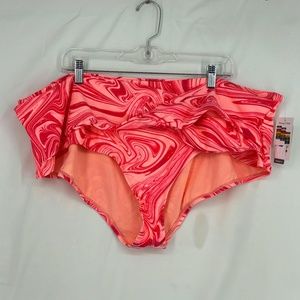 Time and Tru Womens Size 3X Bikini Bottoms Pink Marbled Pattern Crossover Band